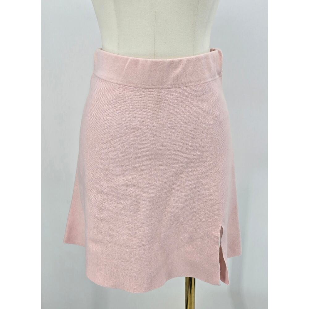 Mable Minimalist Coquette Pastel Rose Knit Mini Skirt